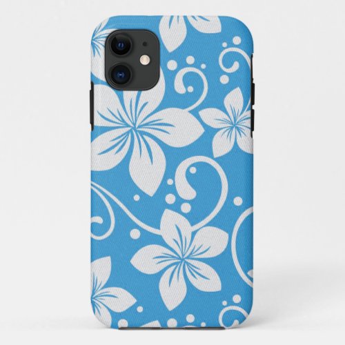 Plumeria Swirl Aqua Blue iPhone 11 Case