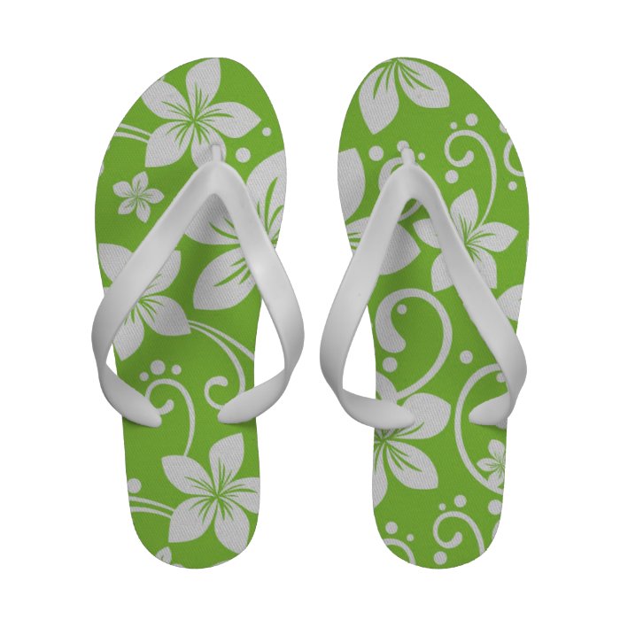 Plumeria Swirl Lime Green Sandals