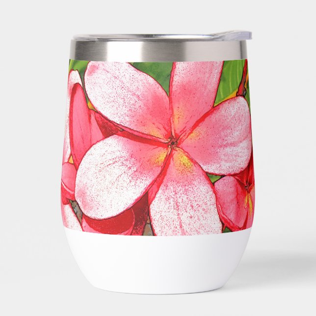 plumeria thermal wine tumbler (Left)