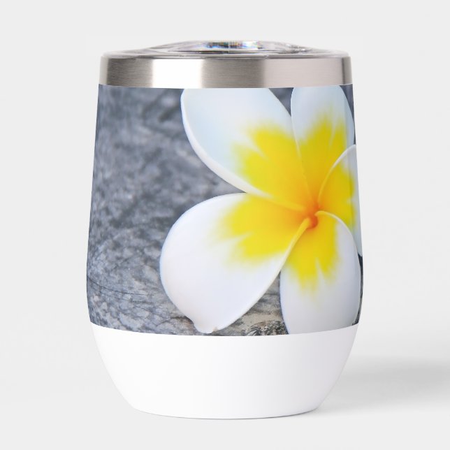 plumeria thermal wine tumbler (Front)