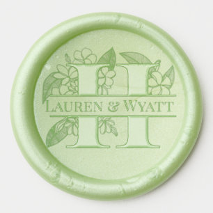 Plumeria Tropical Couple's Custom Monogram "H" Wax Seal Sticker
