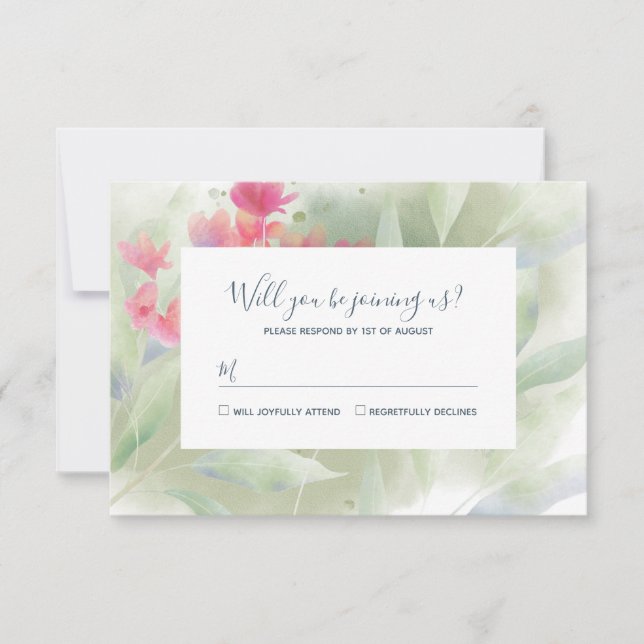 Plumeria Water Color RSVP Card (Front)