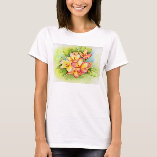 Plumeria watercolor by Malorie Arisumi Maui Hawaii T_Shirt