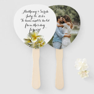 Plumeria Wedding Saying Photo Template Hand Fan