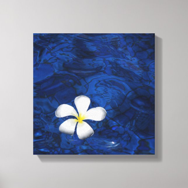 Plumeria White Flower Floral Patterned Canvas Print (Front)