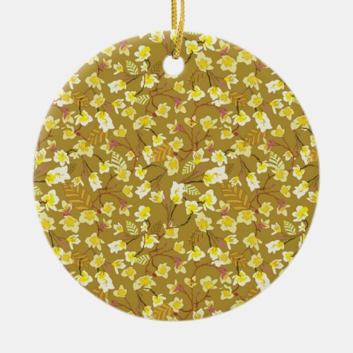 Plumeria Yellow Ceramic Ornament