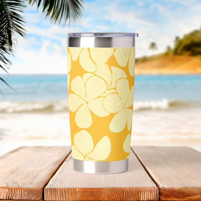Plumeria yellow on yellow insulated tumbler (Beach)