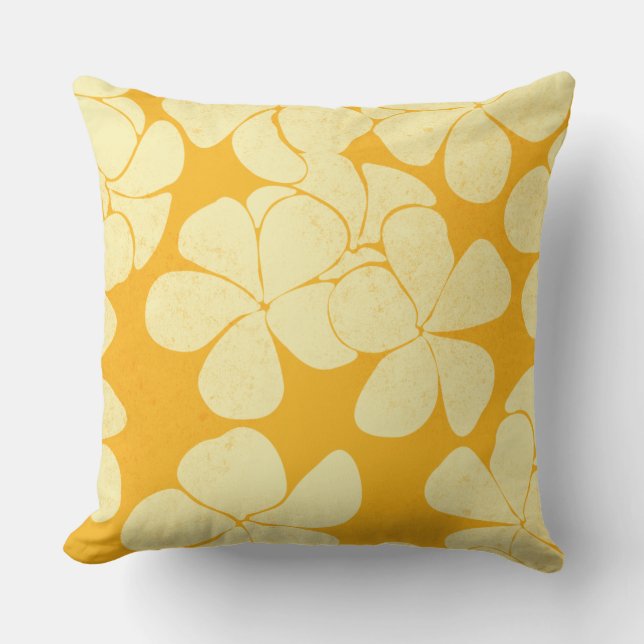 Plumeria yellow on yellow throw pillow (Front)