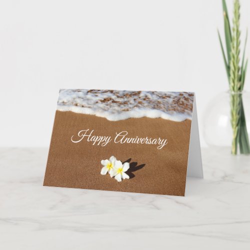 Plumerias on the Sand Anniversary Card