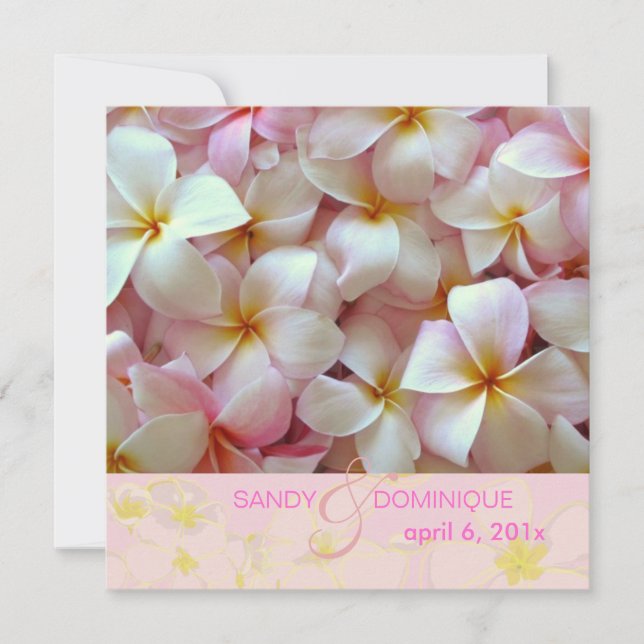 Plumerias on yellow background invitation (Front)