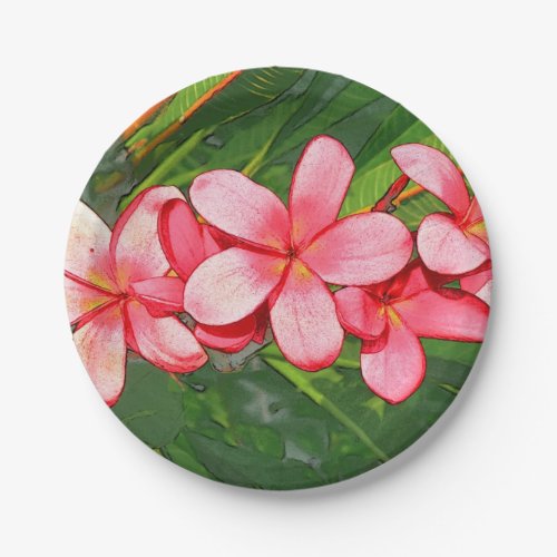 Plumerias Paper Plates