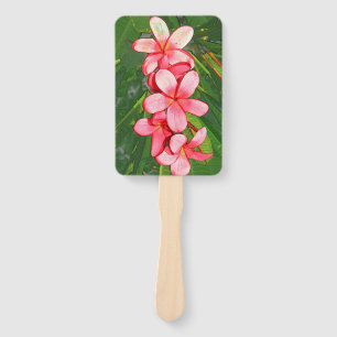 Plumerias pink hand fan