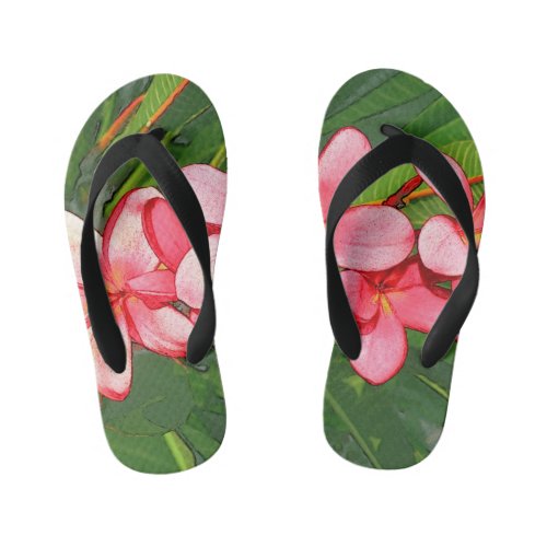 Plumerias pink  kids flip flops