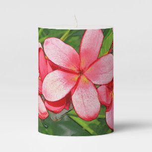Plumerias pink  pillar candle