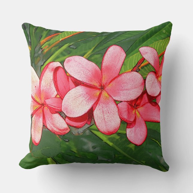Plumerias Throw Pillow (Front)