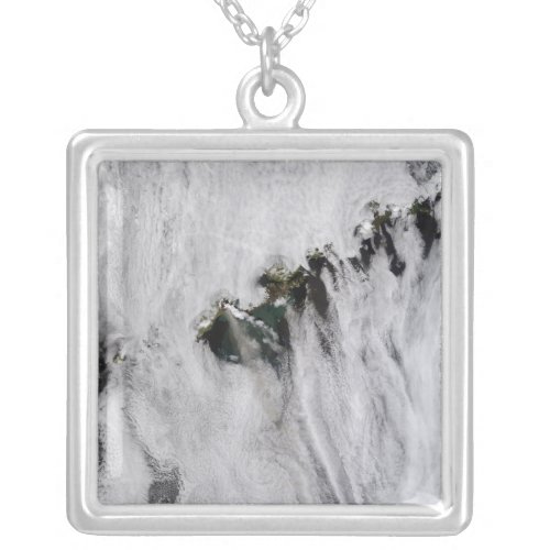 Plumes from Okmok Volcano Aleutian Islands Silver Plated Necklace