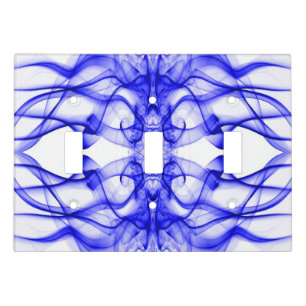 Plumes of Blue Smoke on white Light Switch Cover