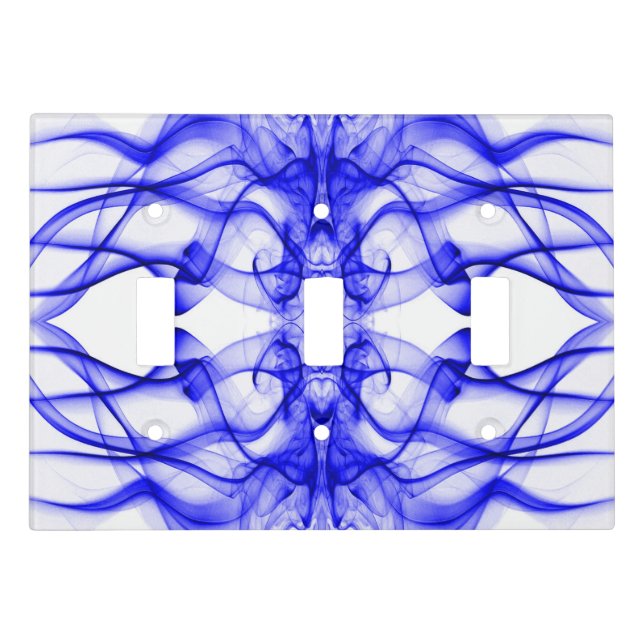 Plumes of Blue Smoke on white Light Switch Cover (Front)