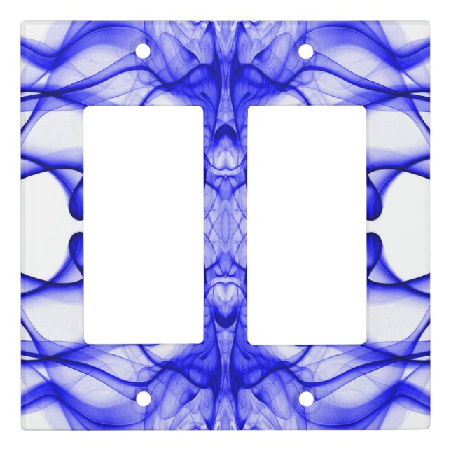 Plumes of Blue Smoke on white Light Switch Cover (Front)