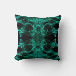 Plumes of Green Smoke on Black Throw Pillow