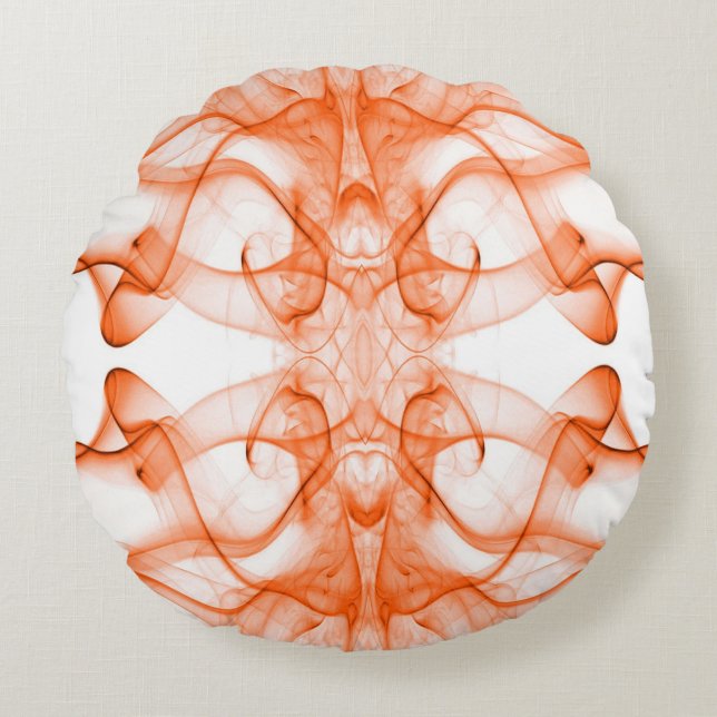 Plumes of Orange Smoke on white Round Pillow (Front)