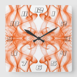 Plumes of Orange Smoke on white Square Wall Clock