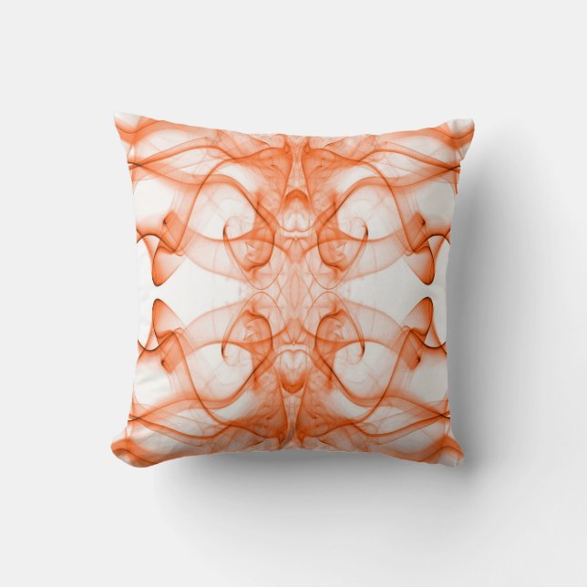 Plumes of Orange Smoke on white Throw Pillow (Front)