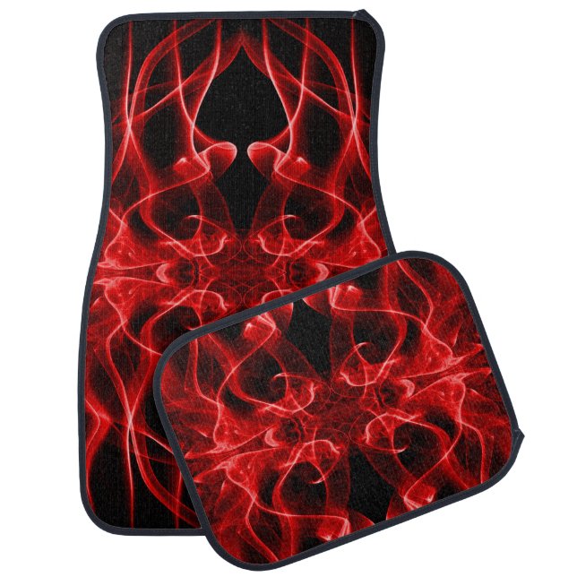 Plumes of Red Smoke on Black Car Mat (Set)