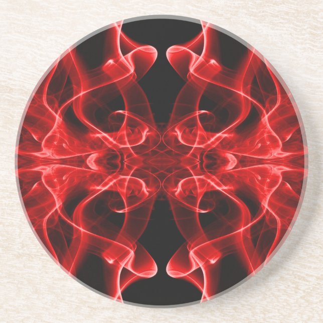 Plumes of Red Smoke on Black Sandstone Coaster (Front)