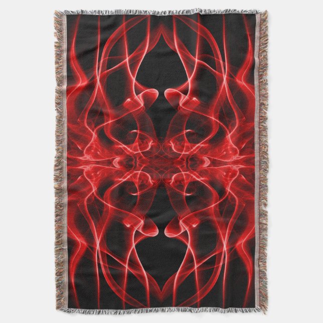 Plumes of Red Smoke on Black Throw Blanket (Front Vertical)