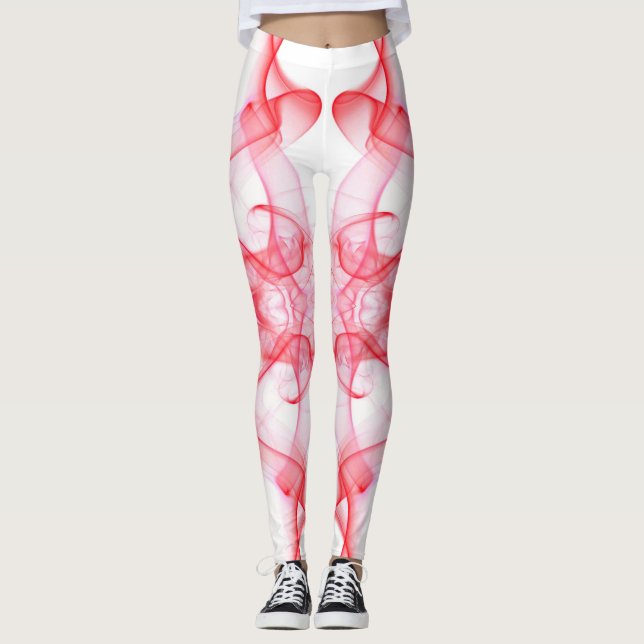 Plumes of Red Smoke on White Leggings (Front)