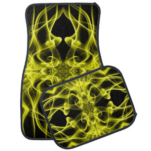 Plumes of Yellow Smoke on Black Car Floor Mat