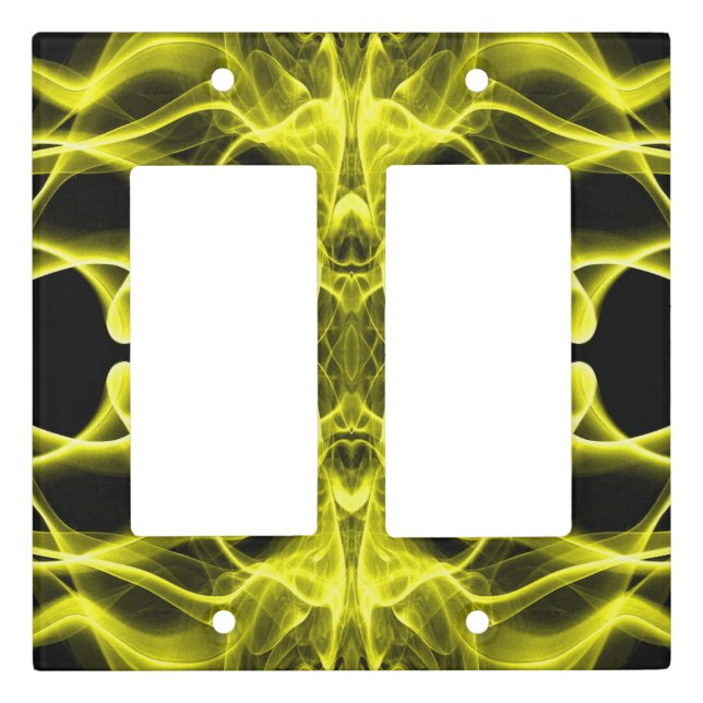 Plumes of Yellow Smoke on Black Light Switch Cover (Front)
