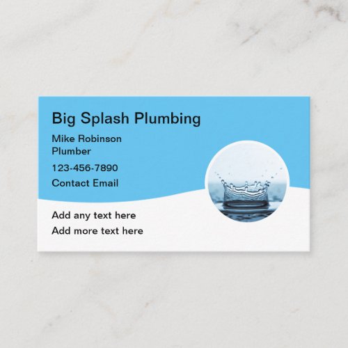 Pluming Modern Water Splash Theme Business Card