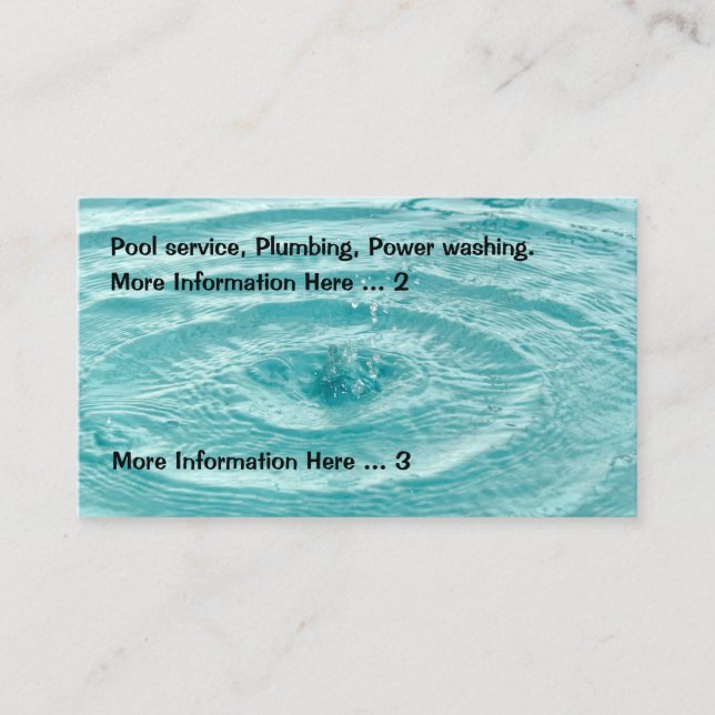 Pluming Pool Service Business Card (Front)