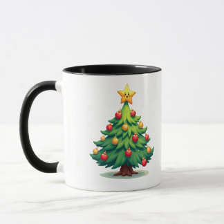 Plump Kawaii Christmas Tree Sparkling Ornaments Mug