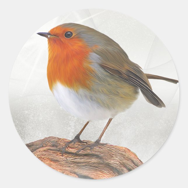 Plump Robin Redbreast Classic Round Sticker (Front)