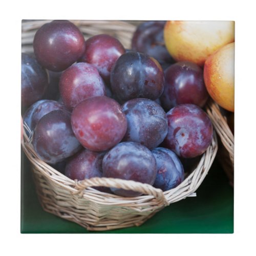 plums in the basket ceramic tile