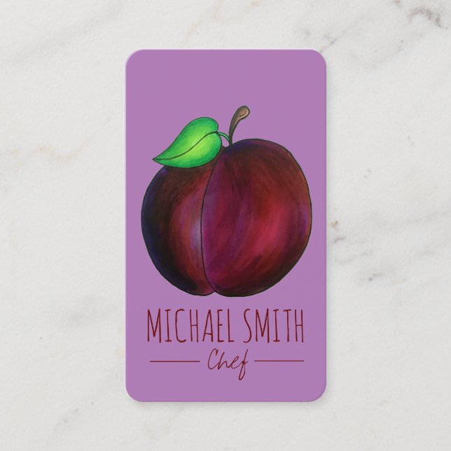 Plums Ripe Summer Purple Plum Fruit Canning Chef Business Card (Front)