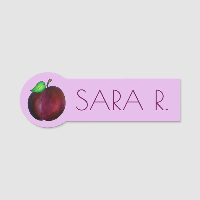 Plums Ripe Summer Purple Plum Fruit Illustration Name Tag (Front)