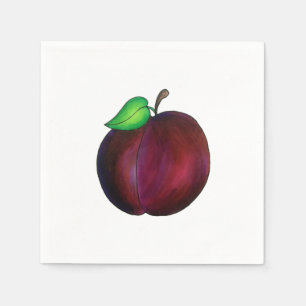 Plums Ripe Summer Purple Plum Fruit Illustration Napkins