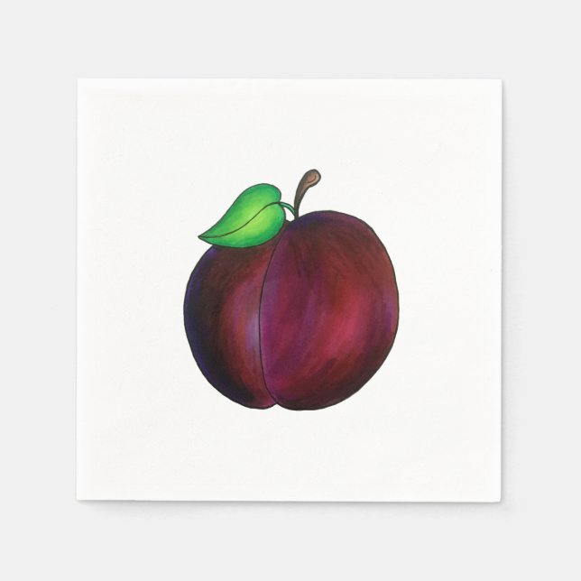 Plums Ripe Summer Purple Plum Fruit Illustration Napkins (Front)