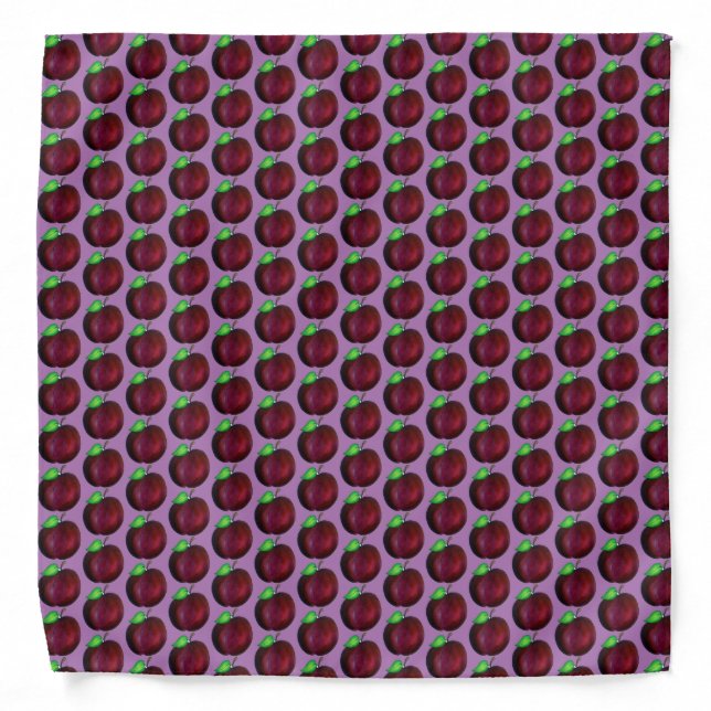 Plums Ripe Summer Purple Plum Fruit Print Bandana (Front)