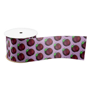 Plums Ripe Summer Purple Plum Fruit Print Satin Ribbon