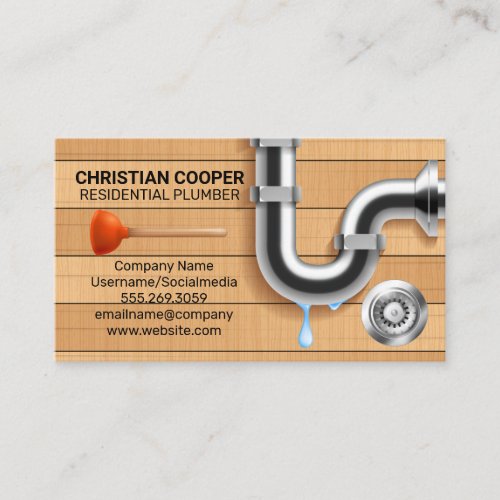 Plunger and Drain  Pipes Business Card