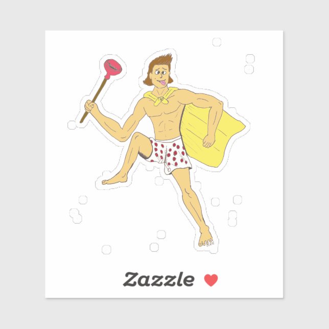 plunger and underwear guy classic  sticker (Sheet)