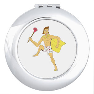 plunger and underwear guy compact mirror