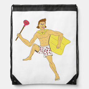 plunger and underwear guy drawstring bag