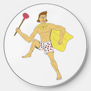plunger and underwear guy wireless charger