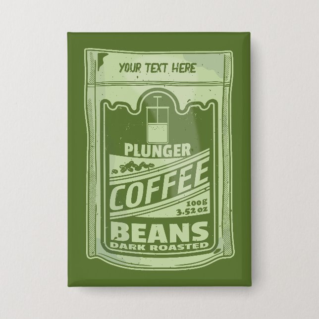 Plunger coffee pop art food packaging illustration button (Front)